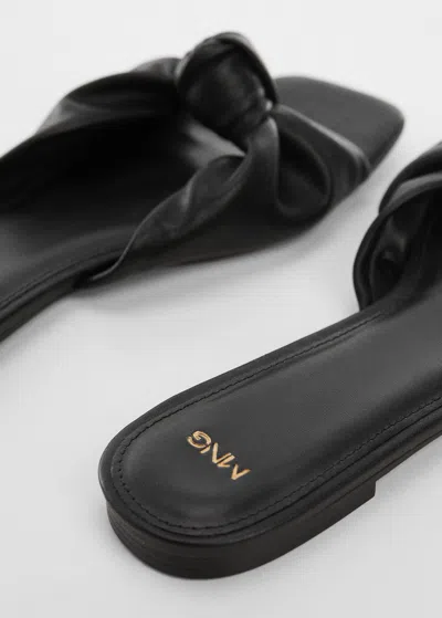 Shop Mango Square-toe Sandals With Knot Detail Black In Noir