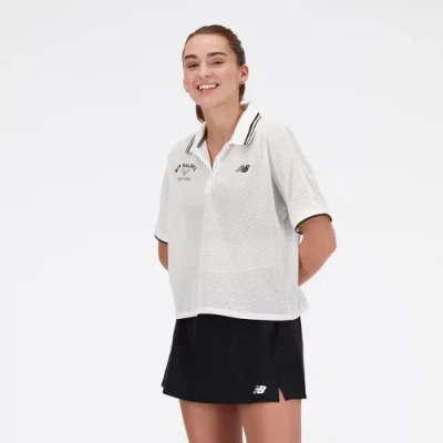 Shop New Balance Women's Mesh Tournament Polo Shirt In White