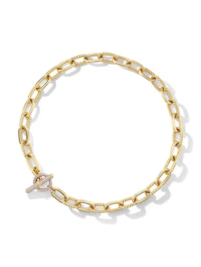 Shop David Yurman Women's Dy Madison Toggle Chain Necklace In 18k Yellow Gold In Diamond
