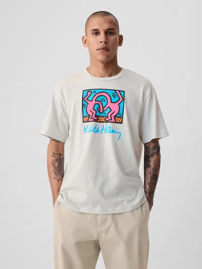Shop Gap × Keith Haring Graphic T-shirt In Pale Heather Grey