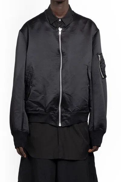 Shop Black Comme Des Garçons Raw Cut Detailed Drop Shoulder Bomber Jacket