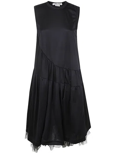 Shop Comme Des Garçons Ruffled Hem Sleeveless Dress In Black