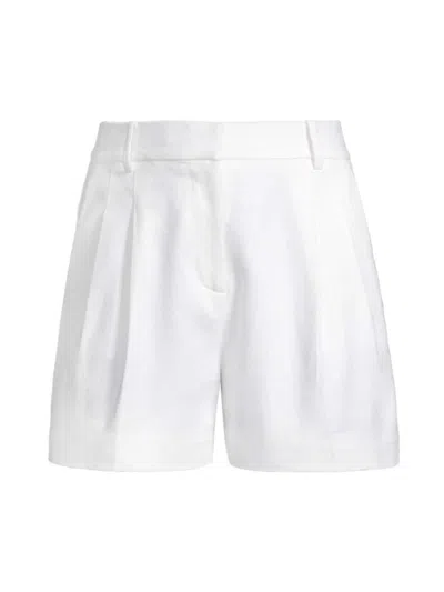 Shop Michael Michael Kors Women's Crepe High-rise Pleated Shorts In White