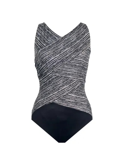 Shop Miraclesuit Swim Women's Selenite Brio One-piece Swimsuit In Black White