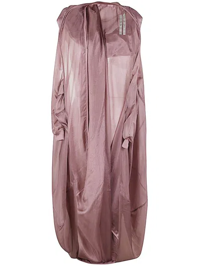 Shop Rick Owens Hooded Bubble Sheer Cape In Pink