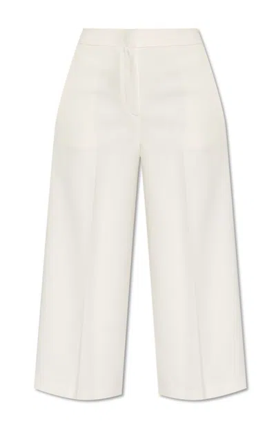 Shop Theory Wide Leg Cropped Trousers In Beige