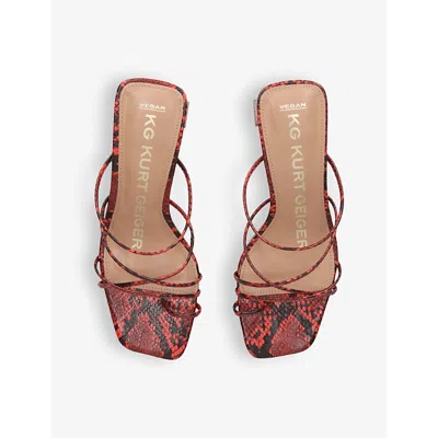Shop Kg Kurt Geiger Women's Red Comb Sugar Cross-strap Faux-leather Heeled Sandals