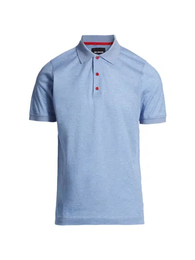 Shop Kiton Men's Cotton Polo Shirt In Azure