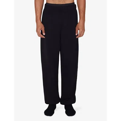 Shop Khy Women's Black Tapered-leg Mid-rise Cotton-terry Jogging Bottoms