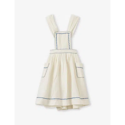Shop Caramel Girls White Kids Peppermint Linen-blend Dress 6 Months -