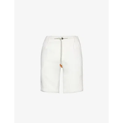 Shop Eleventy Men's White Drawstring-waist Regular-fit Linen Shorts