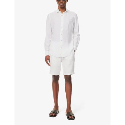 Shop Eleventy Men's White Drawstring-waist Regular-fit Linen Shorts