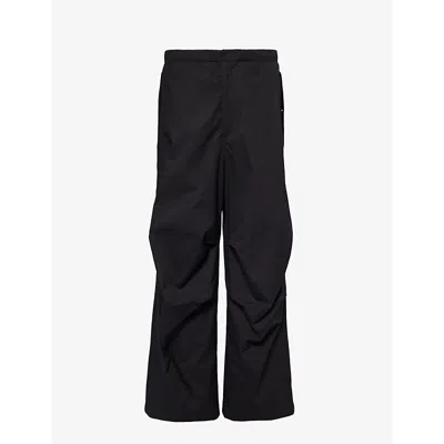 Shop Jil Sander Men's Black Pleated-knee Relaxed-fit Cotton Trousers