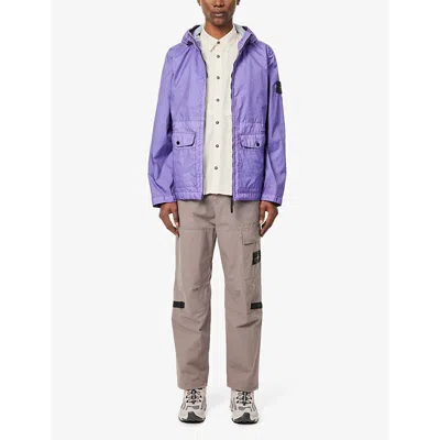 Shop Stone Island Men's Lavender Membrana Brand-patch Shell Jacket