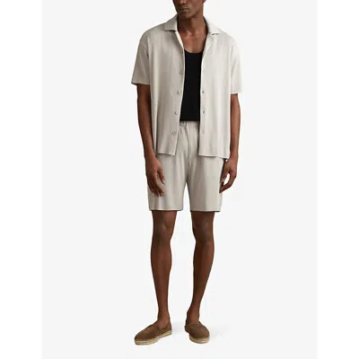Shop Reiss Mens Silver Conor Elasticated-waist Regular-fit Stretch-woven Shorts