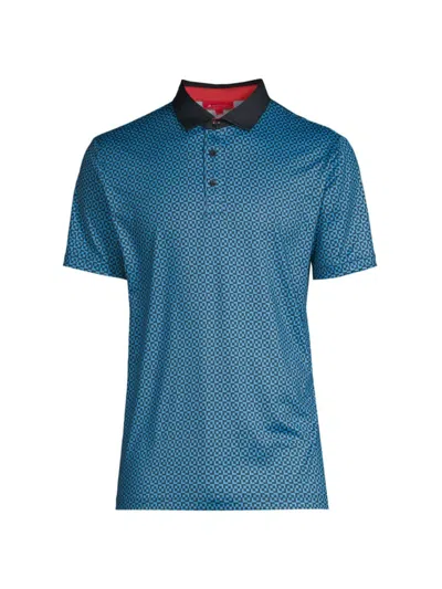 Shop Redvanly Men's Blake Geometric Polo Shirt In Black