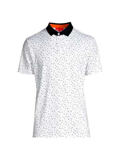 Shop Redvanly Men's Bedford Splatter Dot Polo Shirt In Bright White