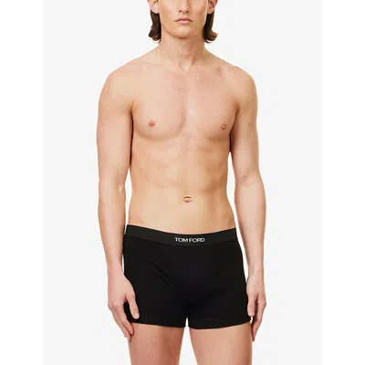 Shop Tom Ford Mens Black / Hot Pink Logo-waistband Pack Of Two Stretch-cotton Boxers