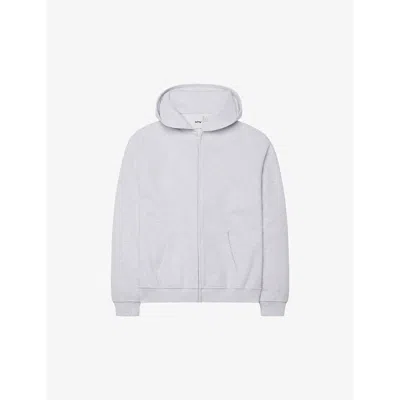 Shop Khy Zip-through Oversized-fit Cotton-terry Hoody In Heather Grey