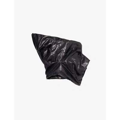 Shop Rick Owens Womens Black Gathered Asymmetrical Leather Bustier Top
