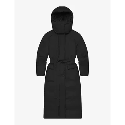 Shop Khy Women's Black Padded Oversized Boxy-fit Shell Hooded Puffer Coat