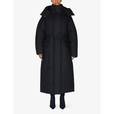 Shop Khy Women's Black Padded Oversized Boxy-fit Shell Hooded Puffer Coat