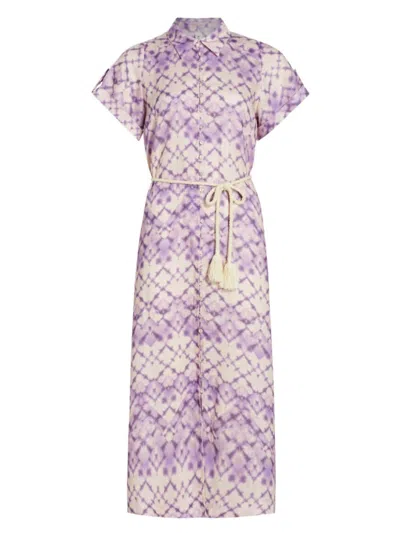 Shop Kivari Women's Alice Batik Tie-waist Linen Midi-dress