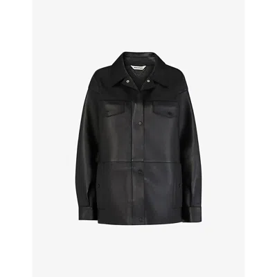 Shop Whistles Patch-pocket Leather Jacket In Black