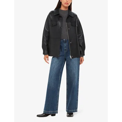 Whistles Clean Bonded Leather Jacket In Black