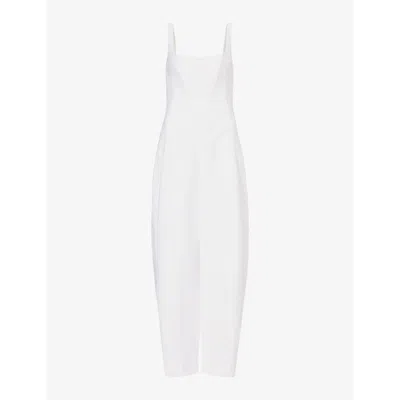 Shop Stella Mccartney Corset-bodice Straight-leg Woven Jumpsuit In Pure White