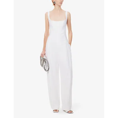 Shop Stella Mccartney Corset-bodice Straight-leg Woven Jumpsuit In Pure White