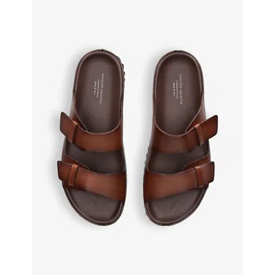 Shop Officine Creative Men's Brown Agora Two-strap Leather Sandals