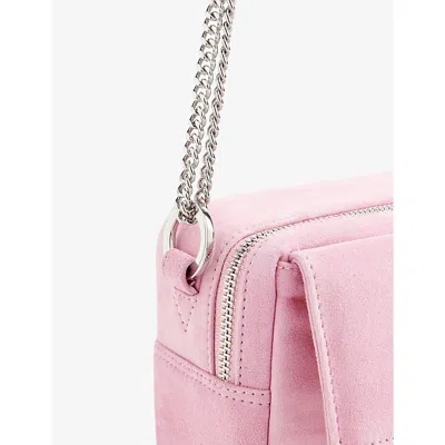Shop Whistles Women's Pale Pink Bibi Chain-strap Suede Mini Shoulder Bag