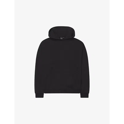 Shop Khy Oversized-fit Kangaroo-pocket Cotton-terry Hoody In Black