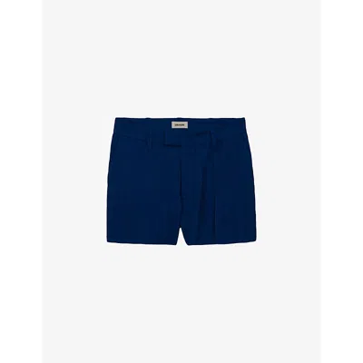 Shop Zadig & Voltaire Zadig&voltaire Women's Deep Sea Please High-rise Stretch-woven Shorts