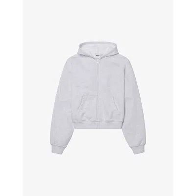 Shop Khy Zip-through Relaxed Fit Cotton-terry Hoody In Heather Grey