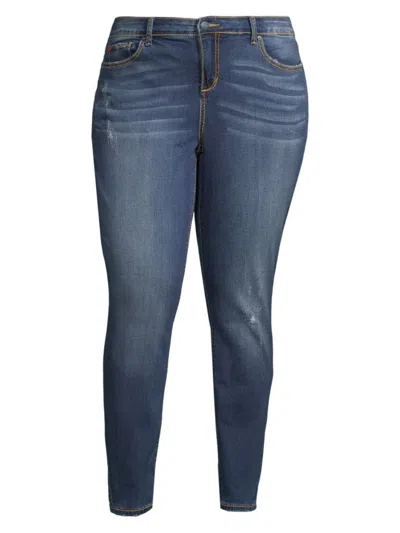 Shop Slink Jeans, Plus Size Women's Mid-rise Distressed Jeggings In Beatrice
