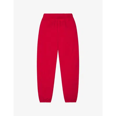 Shop Khy Tapered-leg Mid-rise Cotton-terry Jogging Bottoms In Red