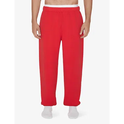 Shop Khy Tapered-leg Mid-rise Cotton-terry Jogging Bottoms In Red