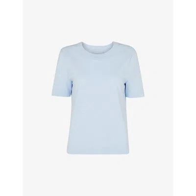 Shop Whistles Women's Pale Blue Rosa Double-trim Crew Neck Cotton T-shirt