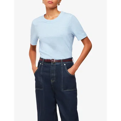 Whistles Rosa Double Trim T-shirt In Pale Blue