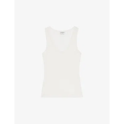 Shop Claudie Pierlot Women's Naturels Scoop-neck Modal And Silk Vest Top