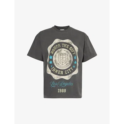 Shop Honor The Gift Men's Black Seal Graphic-print Cotton-jersey T-shirt