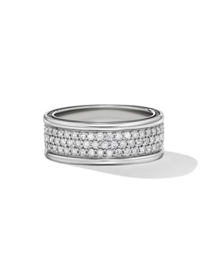 Shop David Yurman Men's Streamline Three Row Band Ring In Sterling Silver In Diamond