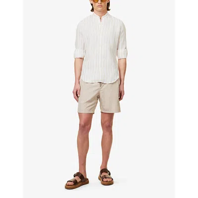 Shop Eleventy Men's Sand Drawstring-waist Flap-pocket Swim Shorts