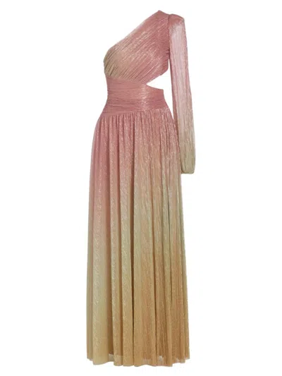 Shop Patbo Women's Metallic Ombré One-shoulder Maxi Dress In Golden Hour