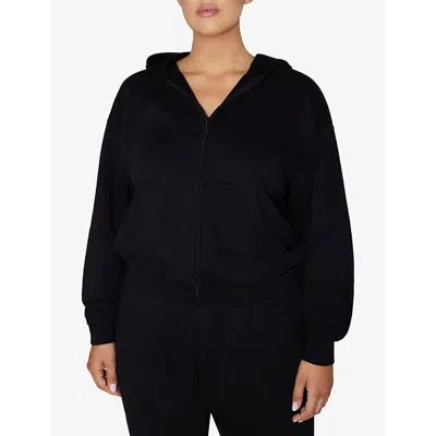 Shop Khy Women's Black Zip-through Relaxed Fit Cotton-terry Hoody