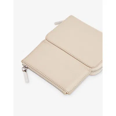 Whistles Womens Cream Bibi Logo-engraved Zip-up Leather Purse In Cream