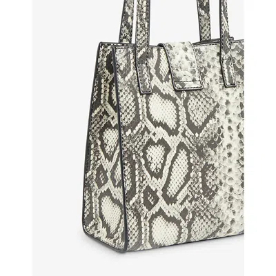 Shop Whistles Women's Grey Eben Snake-print Leather Tote