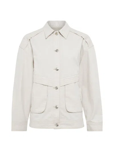 Shop Iro Women's Zano Oversized Washed Denim Jacket In Beige White
